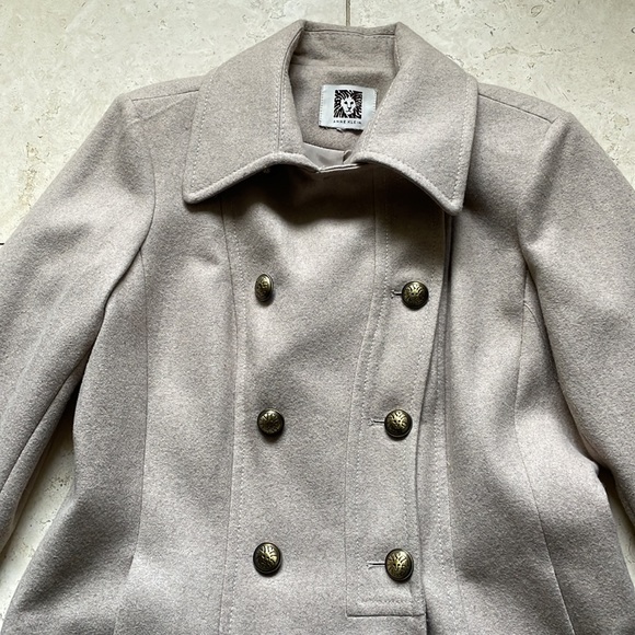 Unworn Brown/Gray Tan Anne Klein Wool Car Coat Approx Size Medium M - Picture 5 of 11